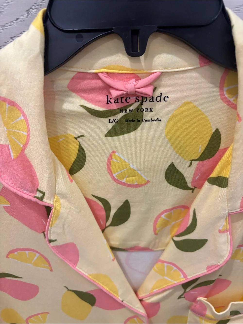 kate spade Yellow Lemon & Pink Leaf Short Pajama Set